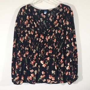 Old Navy‎ Smocked Dark Granny Floral Peplum Top
